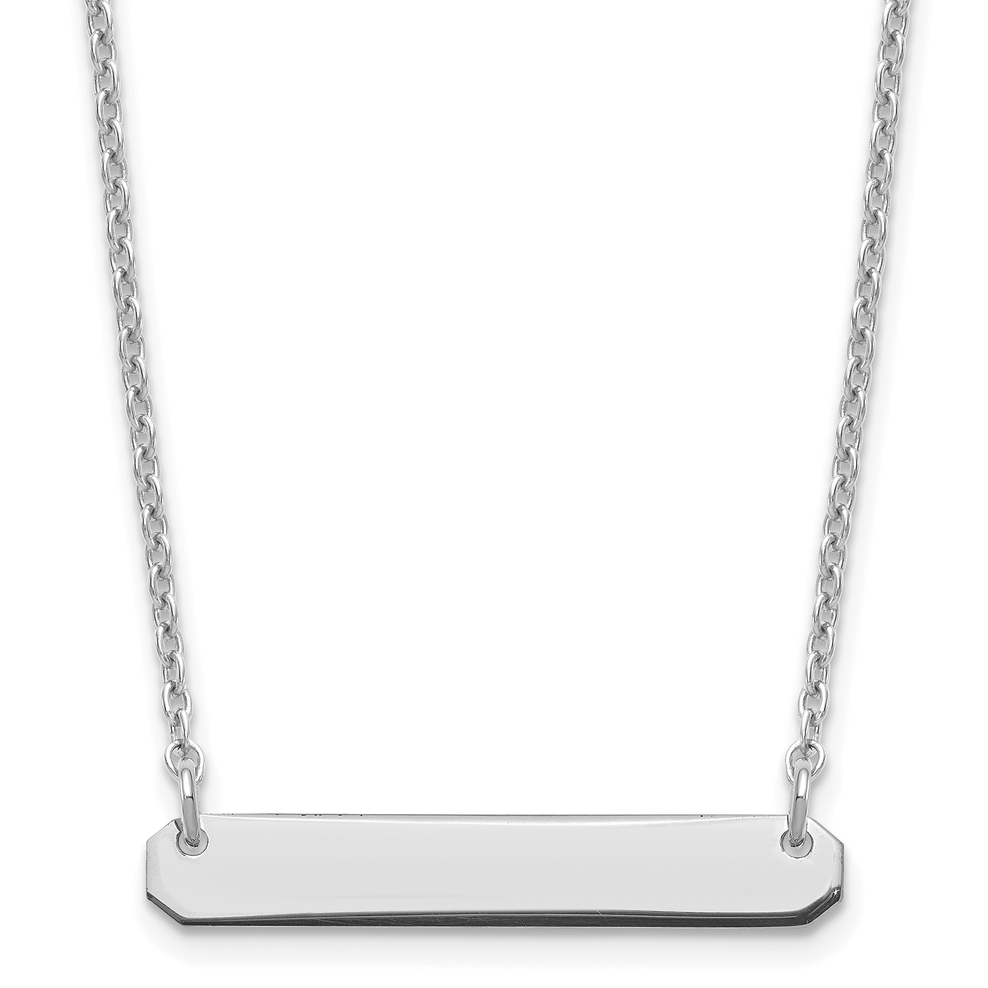 Sterling Silver/Rhodium-plated Small Blank Bar Necklace (XNA1198SS)