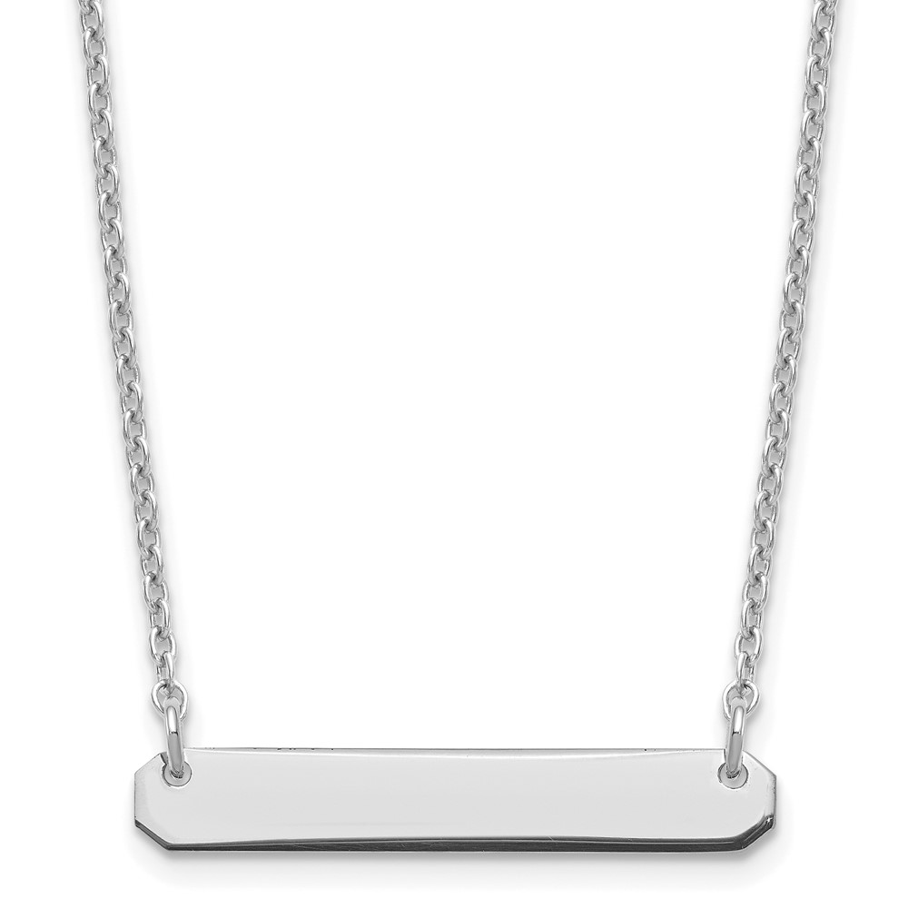 Sterling Silver/Rhodium-plated Small Polished Blank Bar Necklace