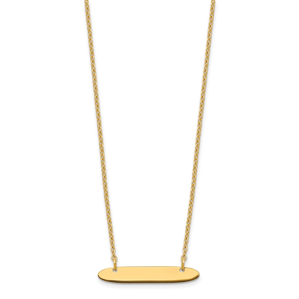 Sterling Silver/Gold-plated Small Oblong Blank Bar Necklace (XNA1199GP)