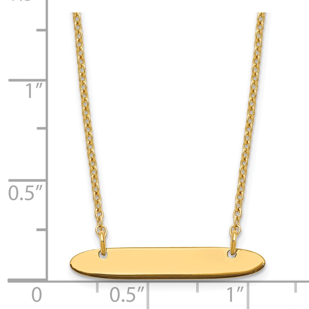 Sterling Silver/Gold-plated Small Oblong Blank Bar Necklace (XNA1199GP)