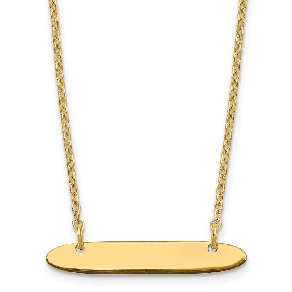 Sterling Silver/Gold-plated Small Oblong Blank Bar Necklace (XNA1199GP)