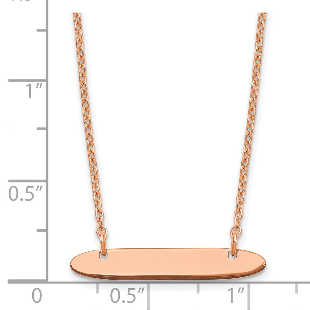 Sterling Silver/Rose-plated Small Oblong Blank Bar Necklace (XNA1199RP)