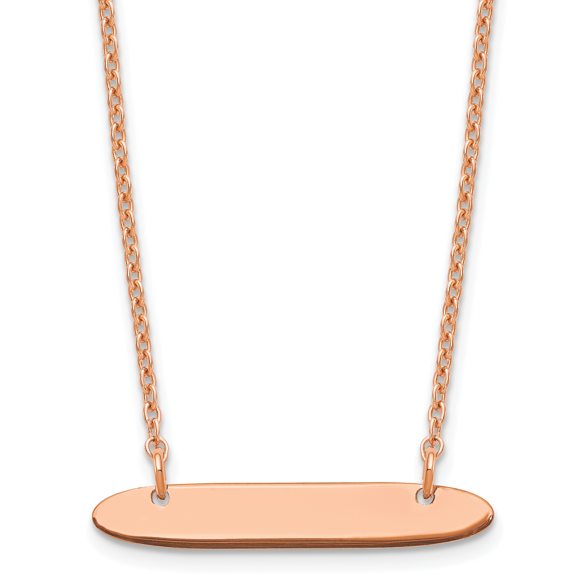Sterling Silver/Rose-plated Small Oblong Blank Bar Necklace (XNA1199RP)