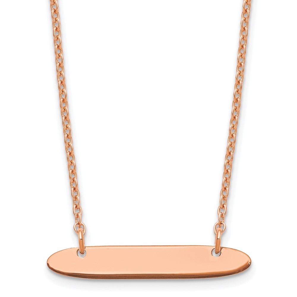 Sterling Silver/Rose-plated Small Oblong Blank Bar Necklace (XNA1199RP)