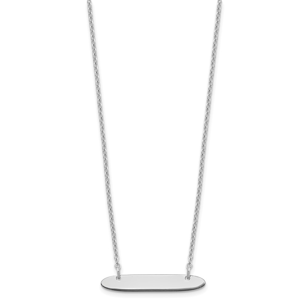 Sterling Silver/Rhodium-plated Small Oblong Blank Bar Necklace (XNA1199SS)