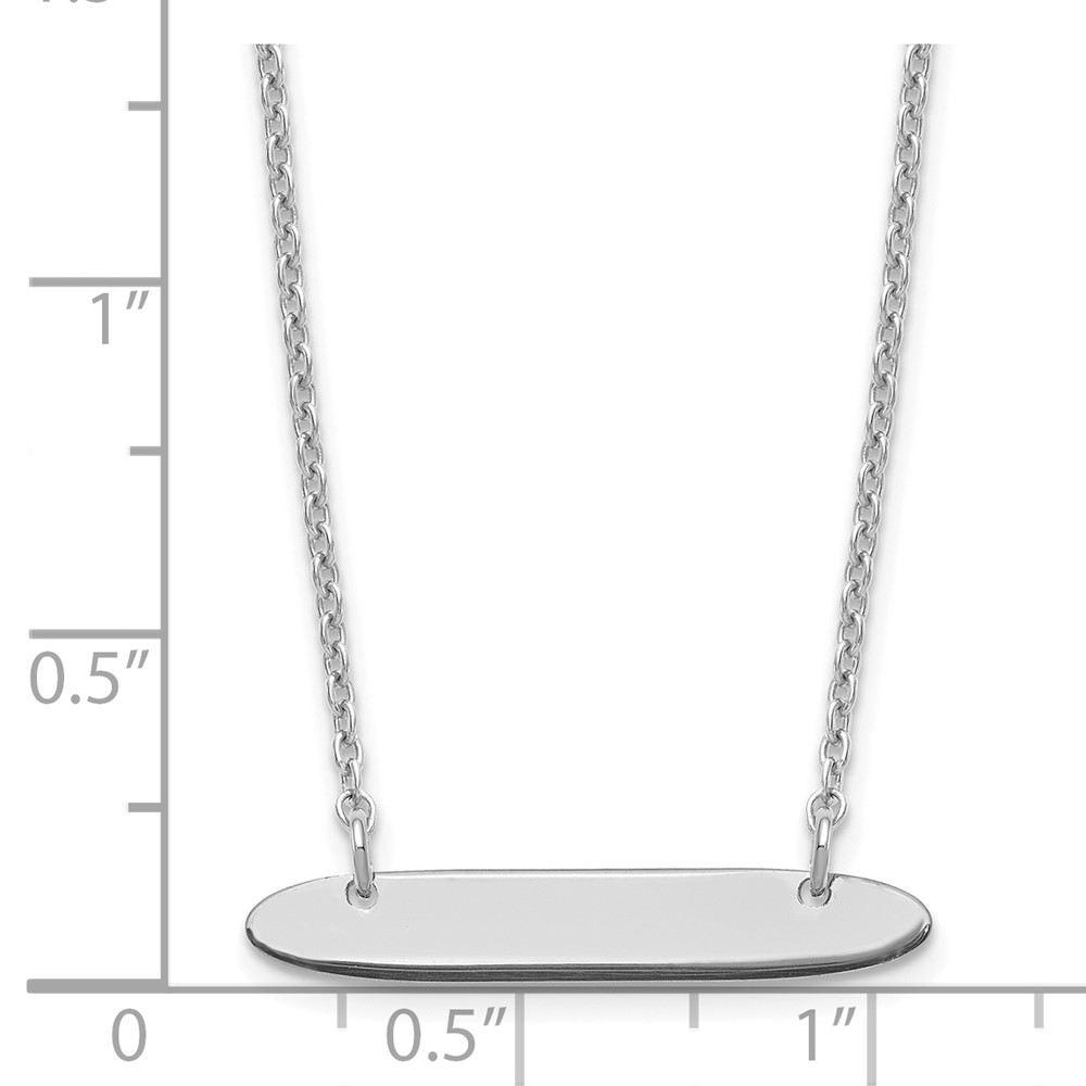 Sterling Silver/Rhodium-plated Small Oblong Blank Bar Necklace (XNA1199SS)