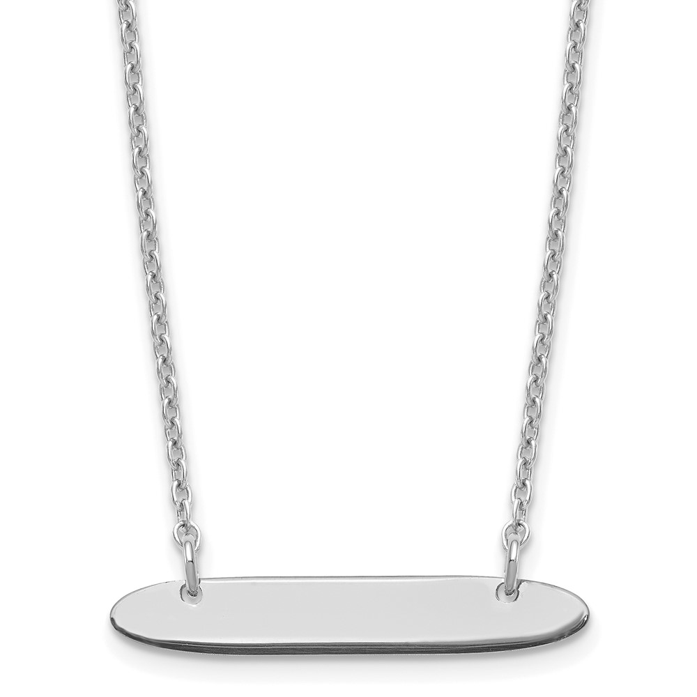 Sterling Silver/Rhodium-plated Small Oblong Blank Bar Necklace (XNA1199SS)