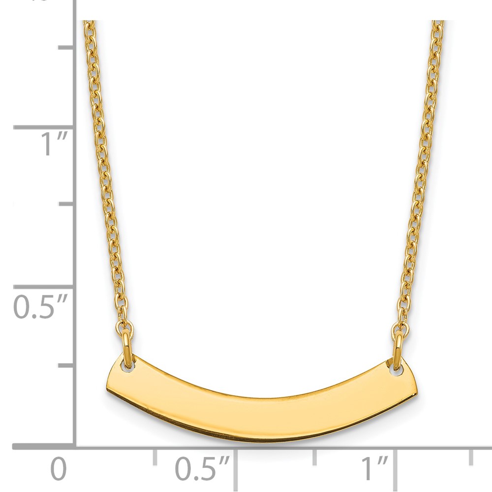 Sterling Silver/Gold-plated Small Curved Blank Bar Necklace (XNA1200GP)