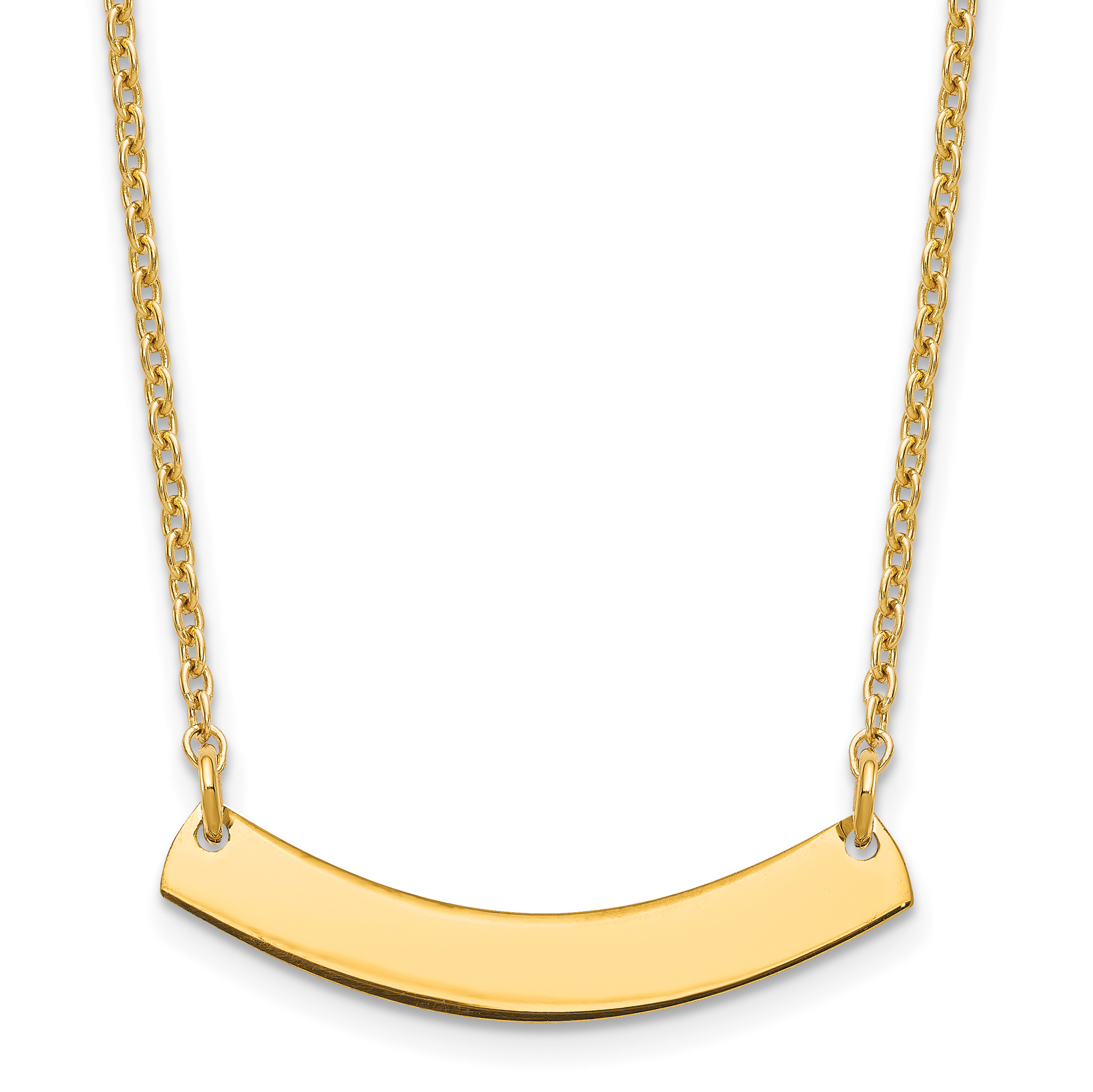 Sterling Silver/Gold-plated Small Curved Blank Bar Necklace (XNA1200GP)