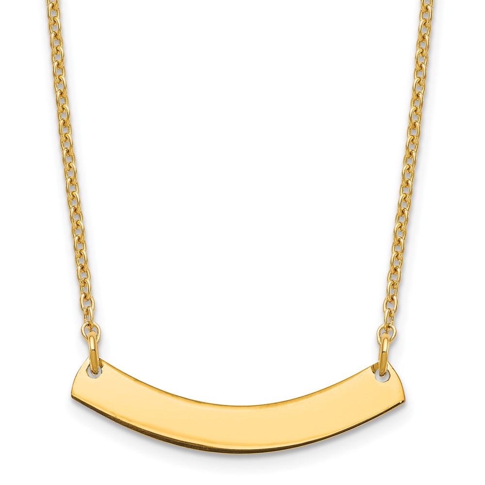 Sterling Silver/Gold-plated Small Curved Blank Bar Necklace (XNA1200GP)