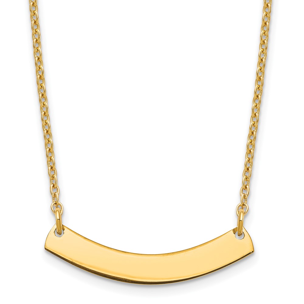 SS/Gold-plated Small Polished Curved Blank Bar Necklace
