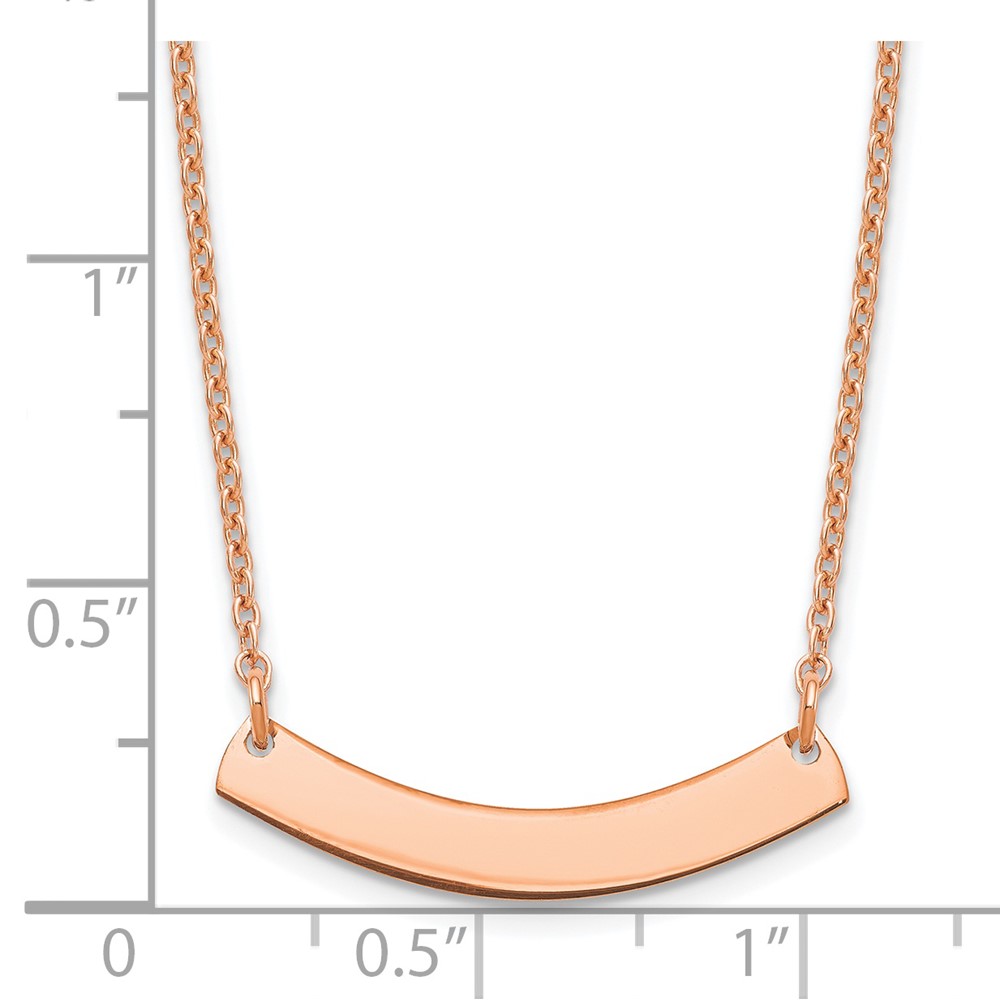 Sterling Silver/Rhodium-plated Small Curved Blank Bar Necklace (XNA1200RP)