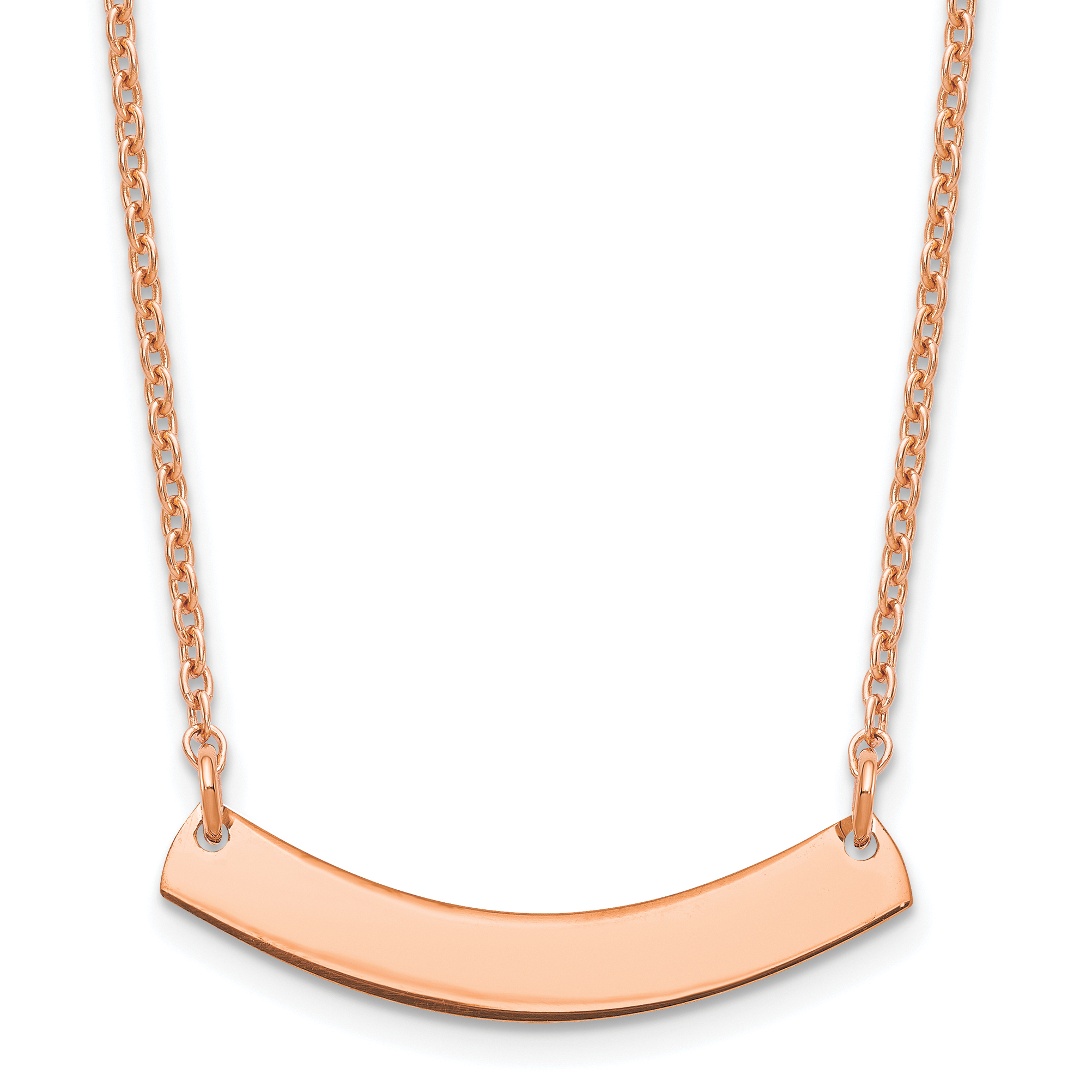 Sterling Silver/Rhodium-plated Small Curved Blank Bar Necklace (XNA1200RP)
