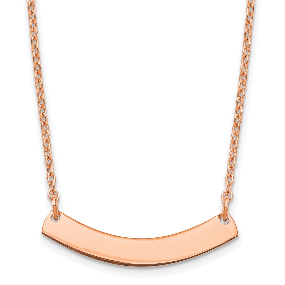 Sterling Silver/Rhodium-plated Small Curved Blank Bar Necklace (XNA1200RP)