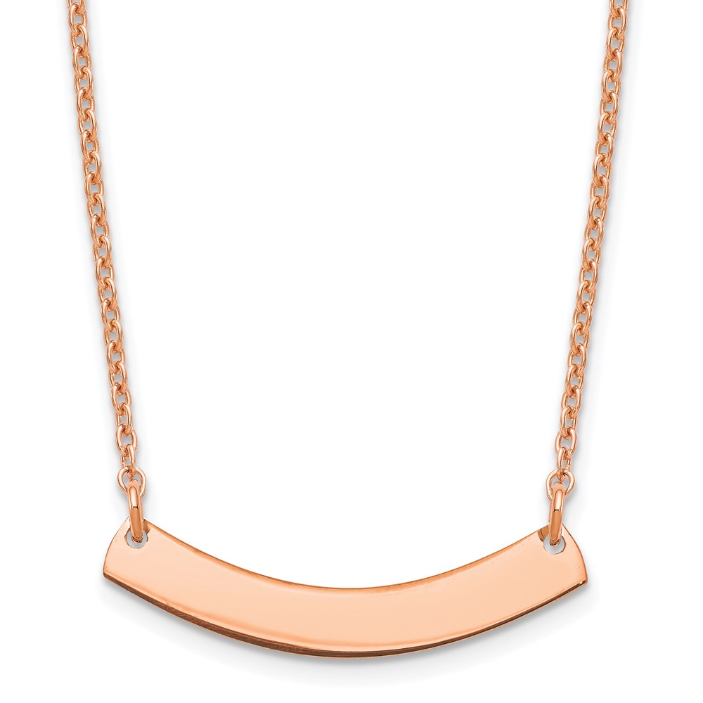 SS/Rose-plated Small Polished Curved Blank Bar Necklace