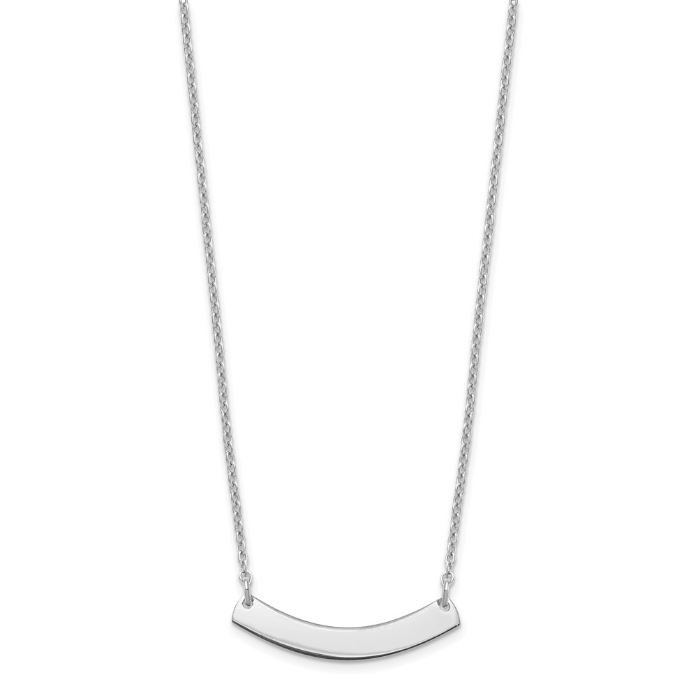 Sterling Silver/Rhodium-plated Small Curved Blank Bar Necklace (XNA1200SS)