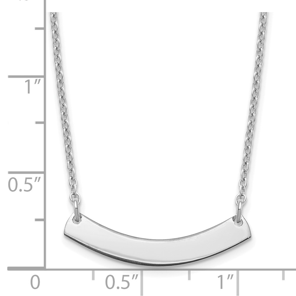 Sterling Silver/Rhodium-plated Small Curved Blank Bar Necklace (XNA1200SS)