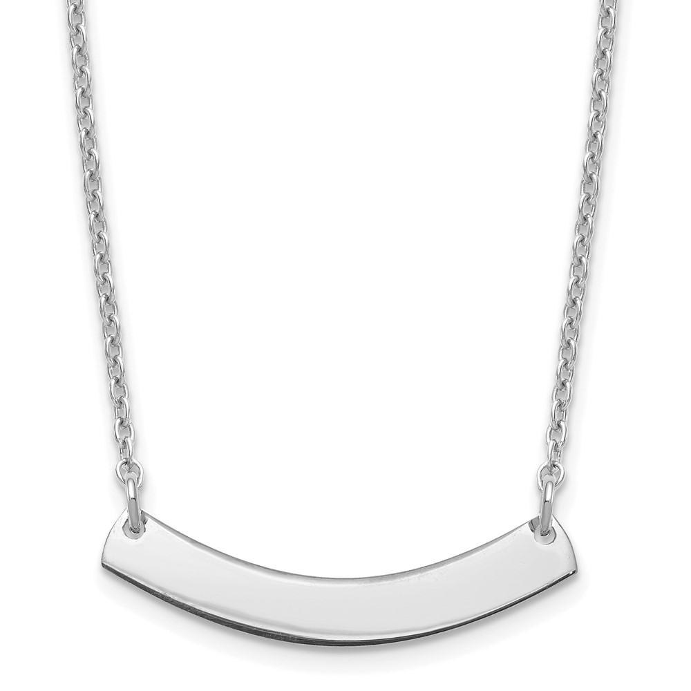 SS/Rhodium-plated Small Polished Curved Blank Bar Necklace