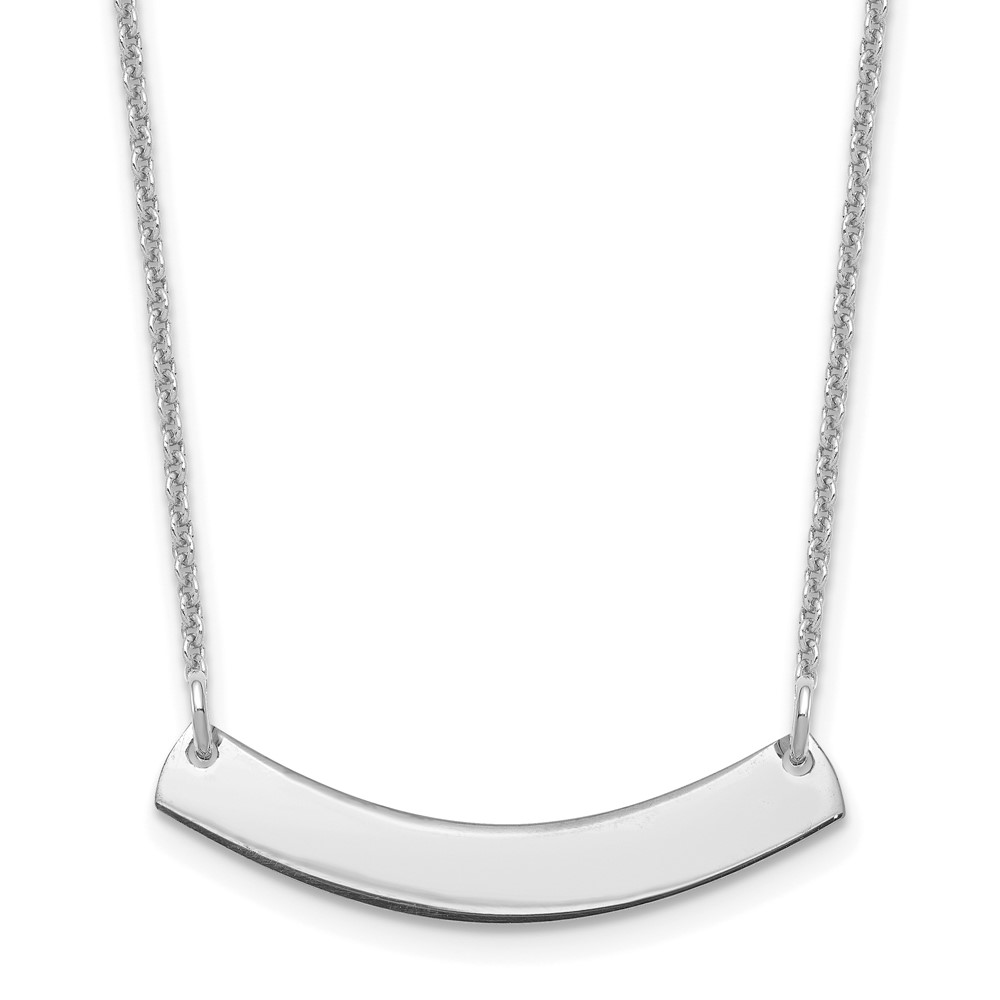 14k White Gold Small Curved Blank Bar Necklace (XNA1200W)