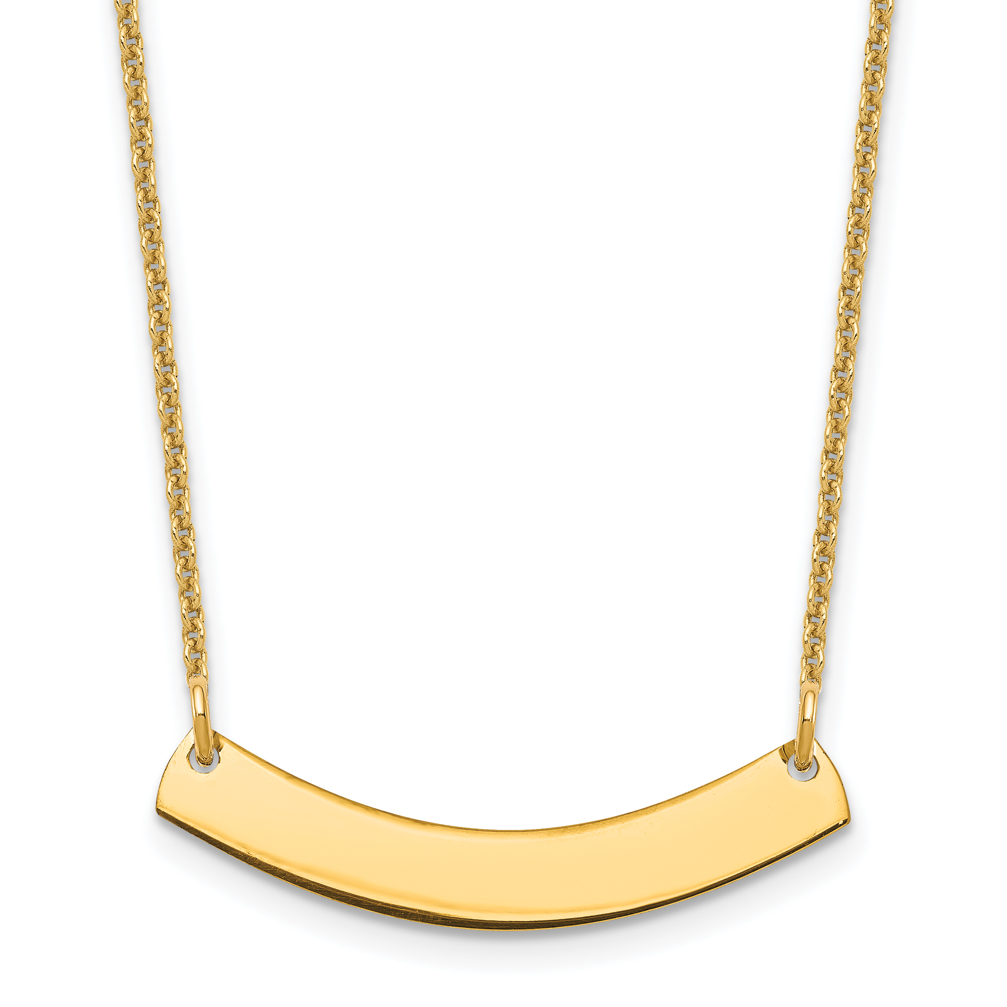 14k Yellow Gold Small Curved Blank Bar Necklace (XNA1200Y)