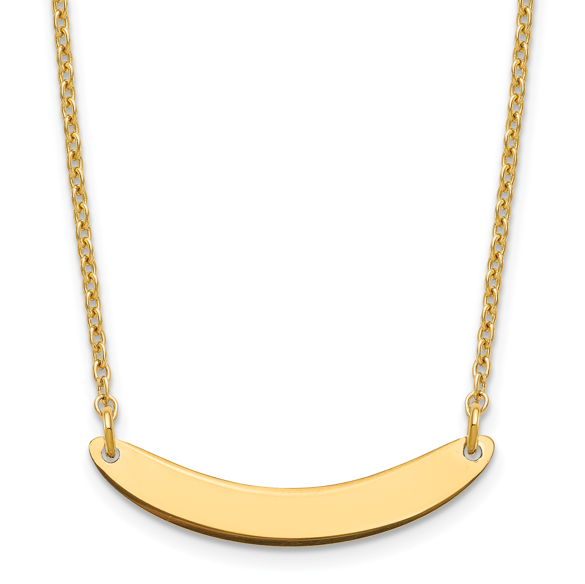 Sterling Silver/Gold-plated Small Curved Blank Bar Necklace (XNA1201GP)