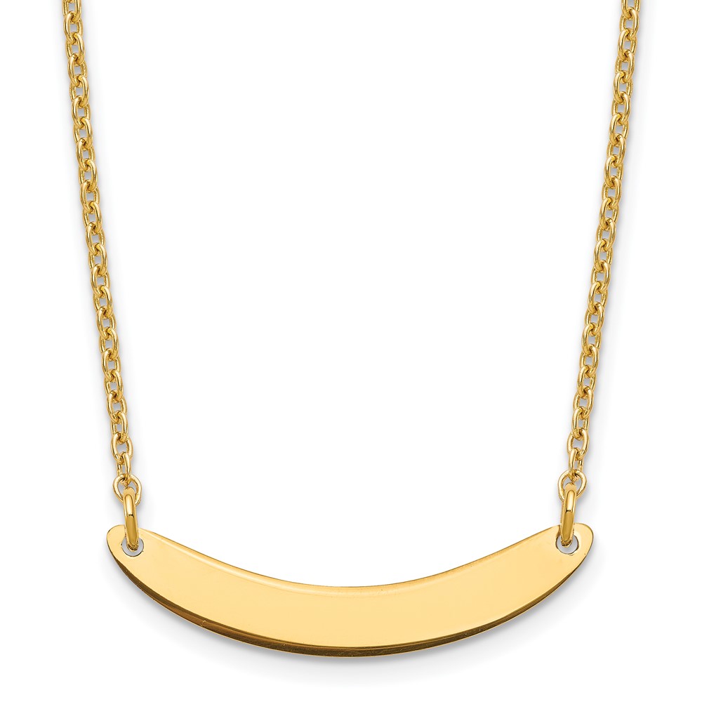 Sterling Silver/Gold-plated Small Curved Blank Bar Necklace (XNA1201GP)