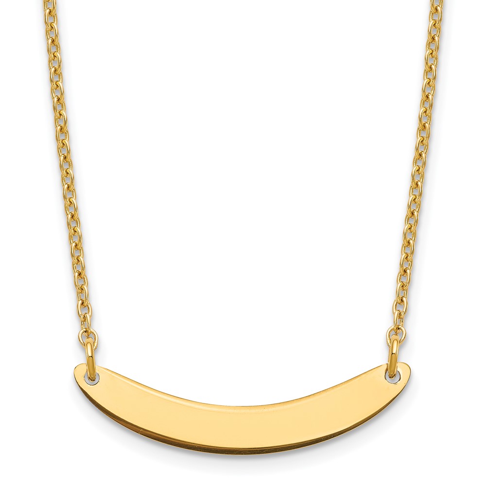 Sterling Silver/Gold-plated Small Polished Curved Blank Bar Necklace