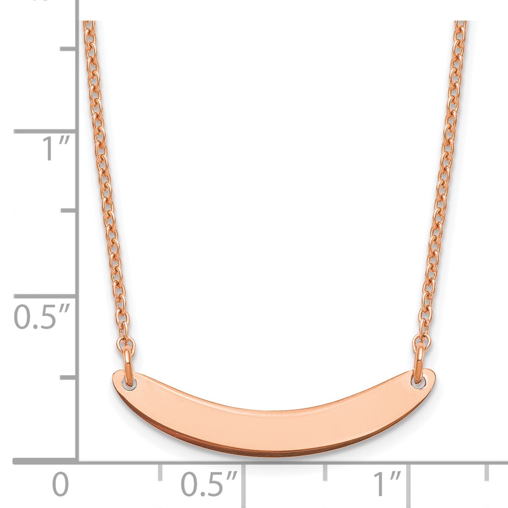 Sterling Silver/Rose-plated Small Curved Blank Bar Necklace (XNA1201RP)