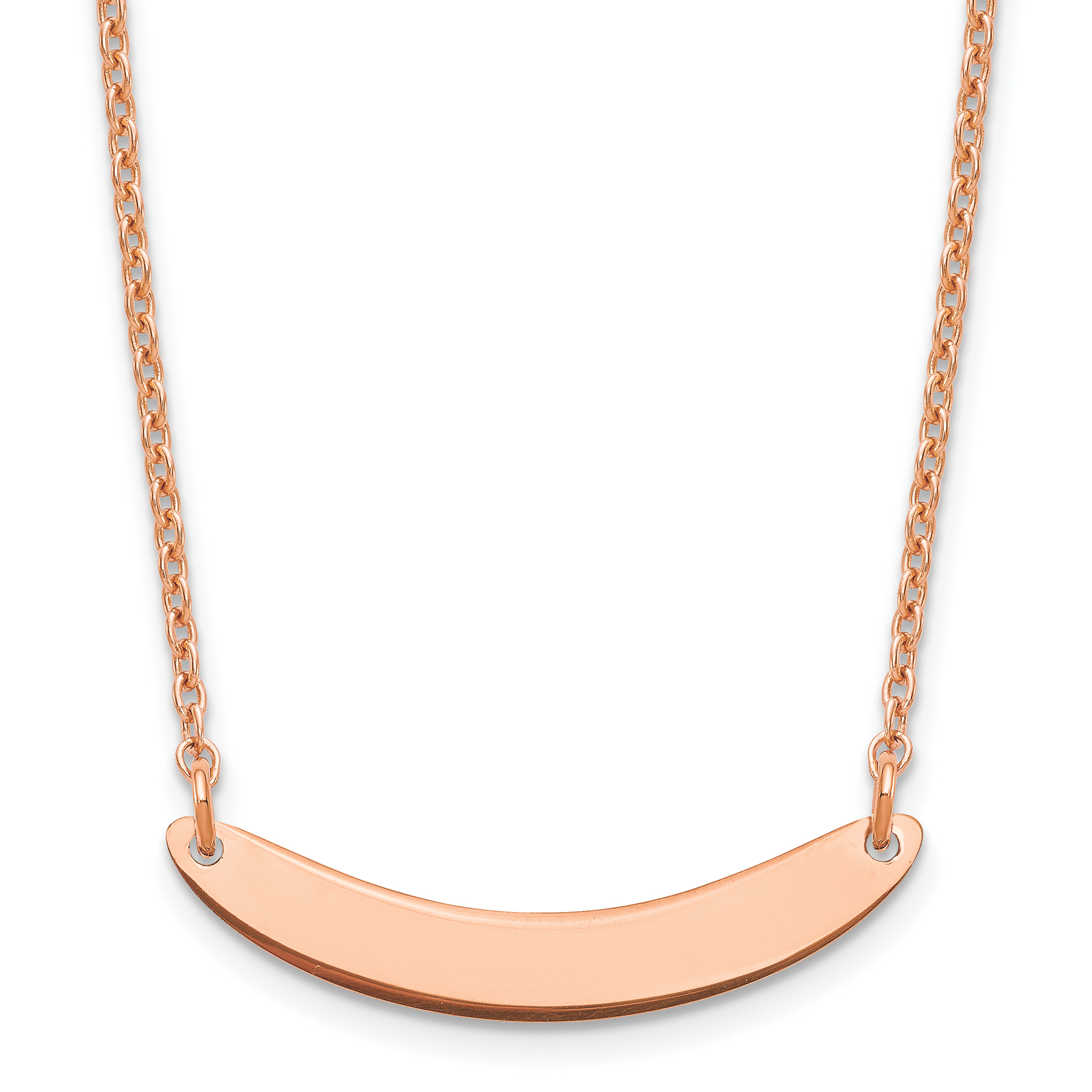 Sterling Silver/Rose-plated Small Curved Blank Bar Necklace (XNA1201RP)