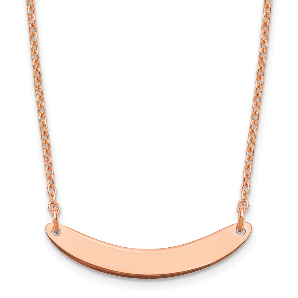 Sterling Silver/Rose-plated Small Curved Blank Bar Necklace (XNA1201RP)