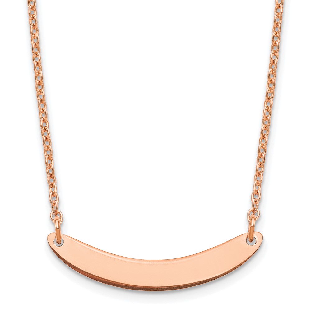 Sterling Silver/Rose-plated Small Polished Curved Blank Bar Necklace