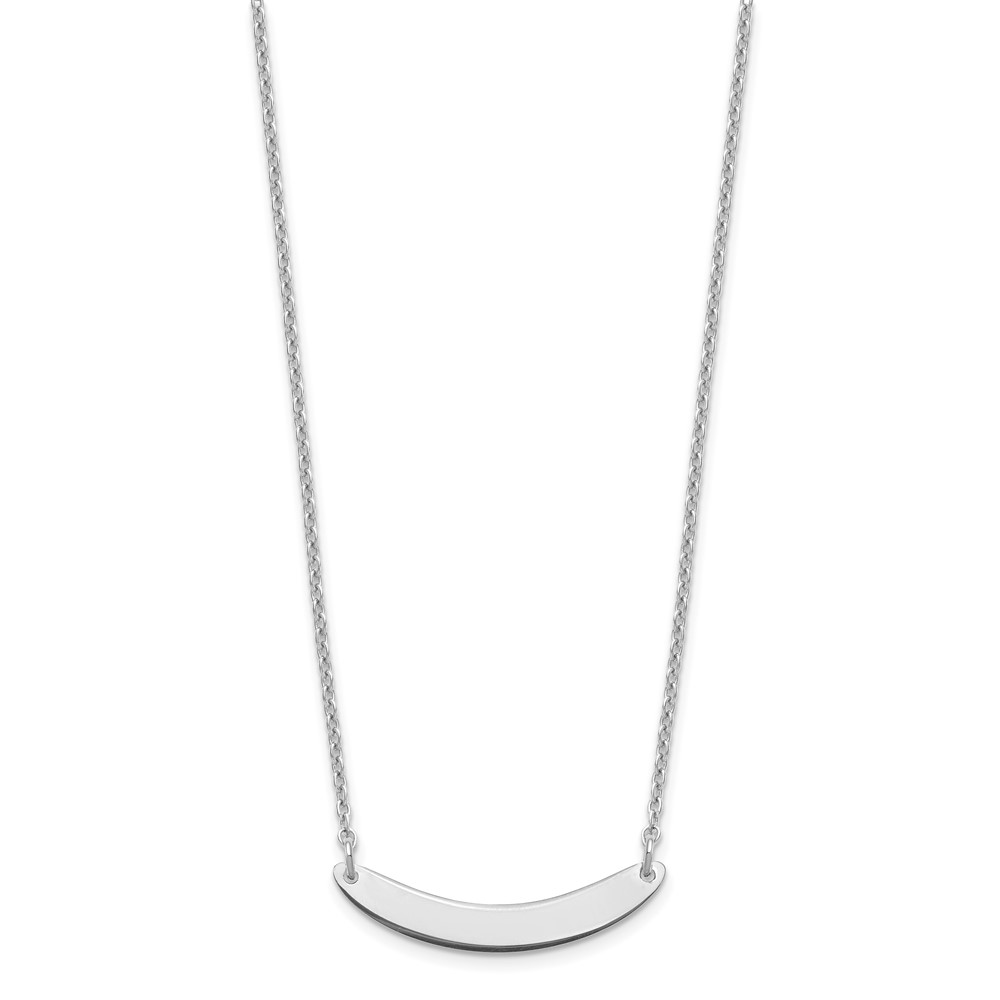 Sterling Silver/Rhodium-plated Small Curved Blank Bar Necklace (XNA1201SS)