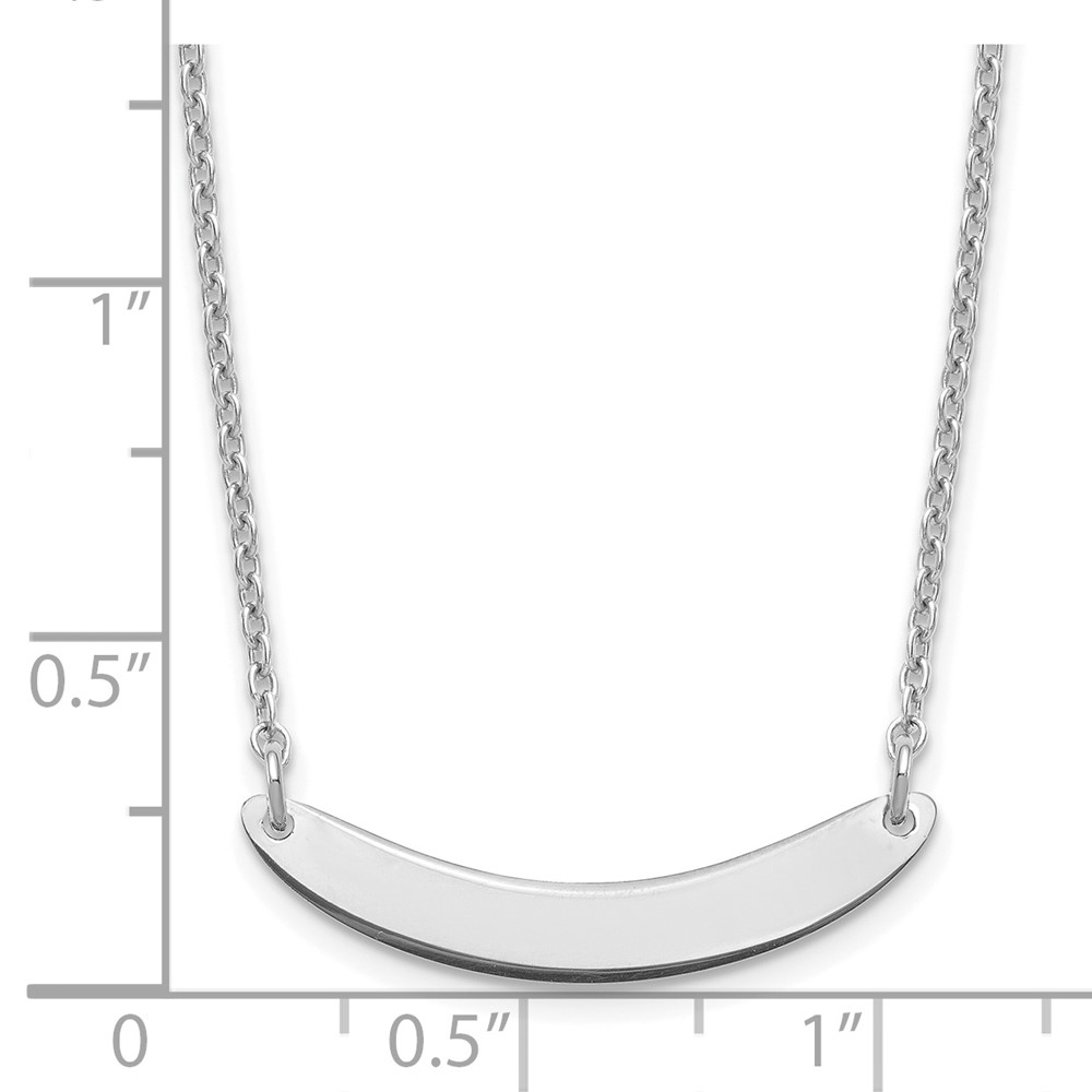Sterling Silver/Rhodium-plated Small Curved Blank Bar Necklace (XNA1201SS)