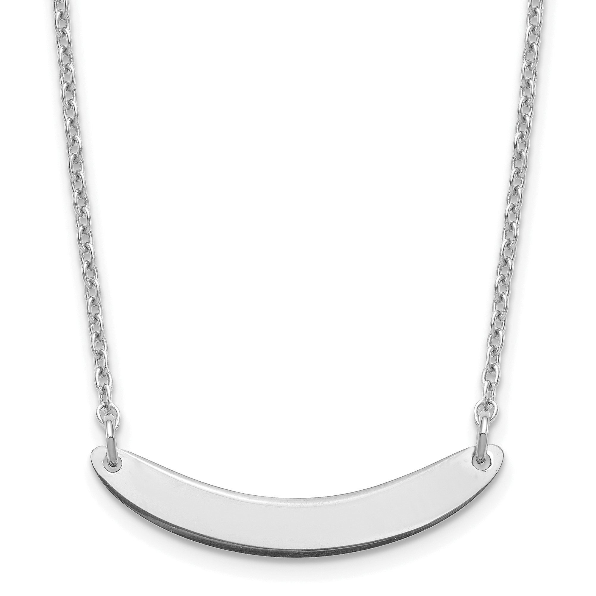 Sterling Silver/Rhodium-plated Small Curved Blank Bar Necklace (XNA1201SS)