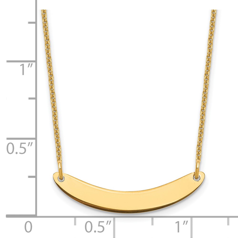 14k Yellow Gold Small Curved Blank Bar Necklace (XNA1201Y)