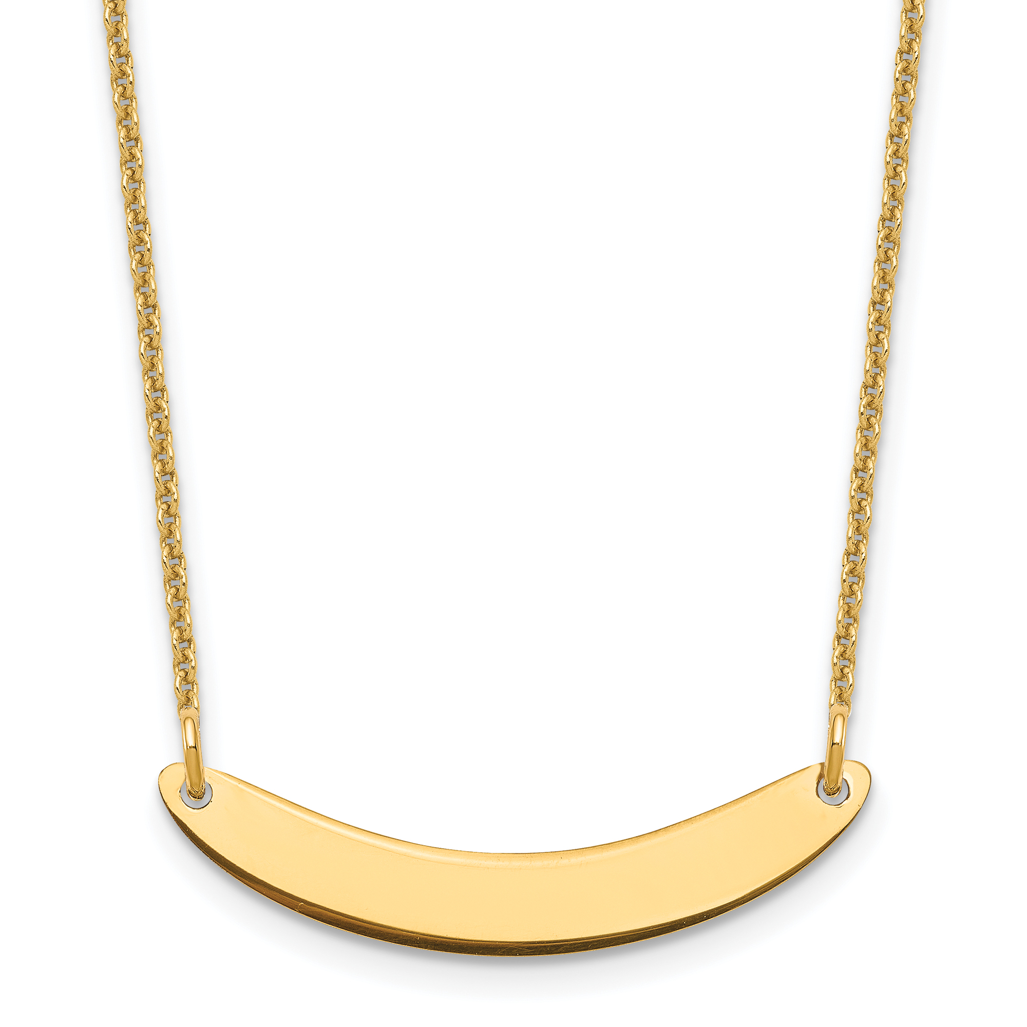 14k Yellow Gold Small Curved Blank Bar Necklace (XNA1201Y)
