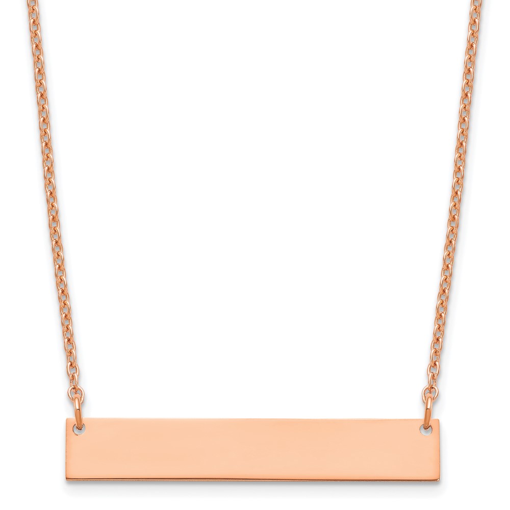 Sterling Silver/Rose-plated Medium Polished Blank Bar Necklace
