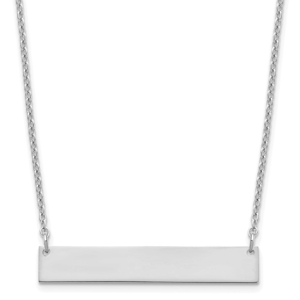 Sterling Silver/Rhodium-plated Medium Polished Blank Bar Necklace