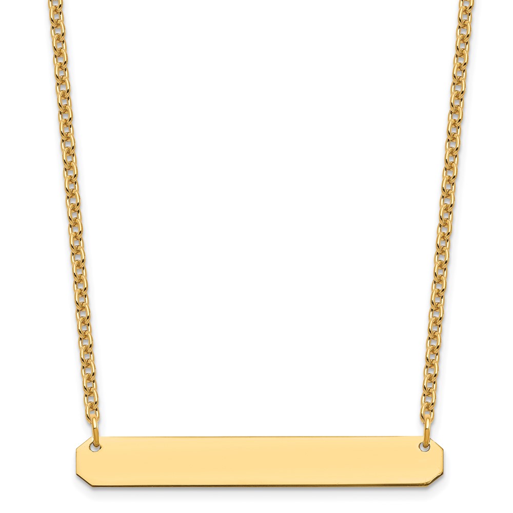 SS/Gold-plated Medium Polished Blank Bar Necklace