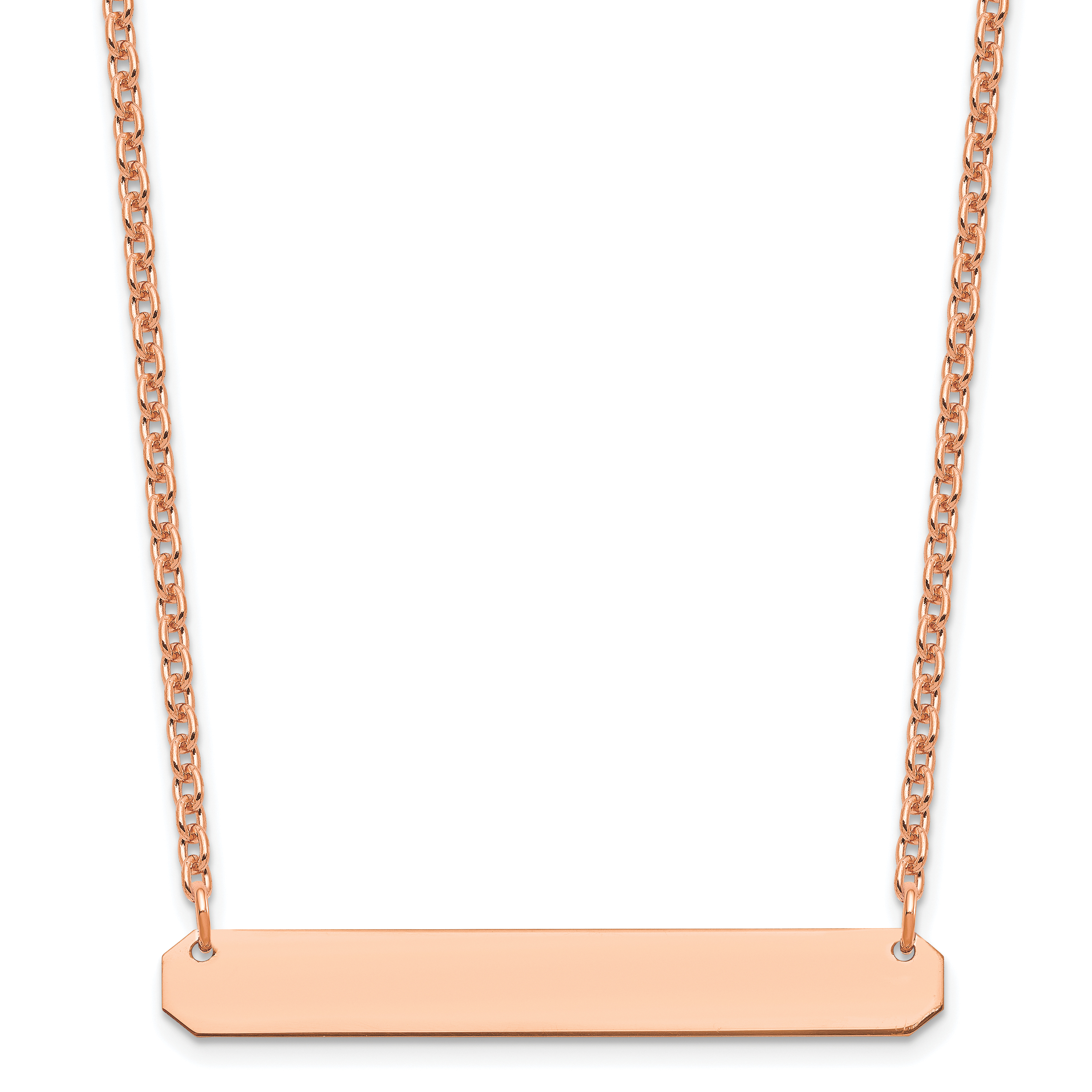Sterling Silver/Rose-plated Medium Blank Bar Necklace (XNA1203RP)