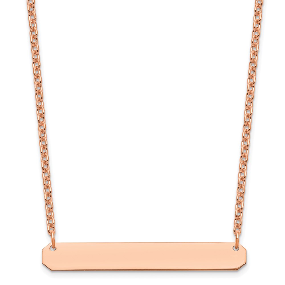 SS/Rose-plated Medium Polished Blank Bar Necklace