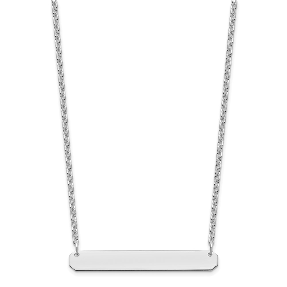 Sterling Silver/Rhodium-plated Medium Blank Bar Necklace (XNA1203SS)