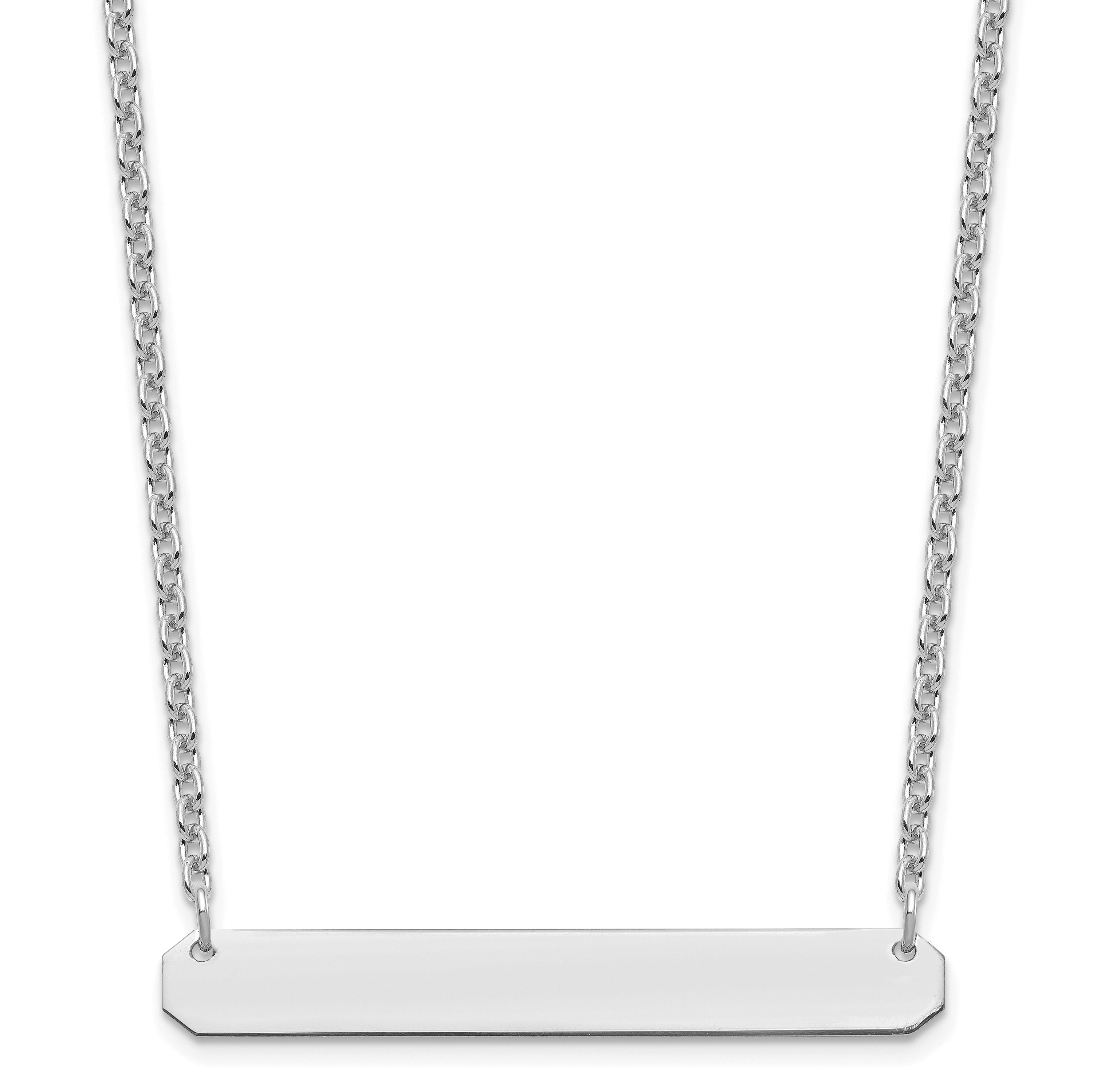 Sterling Silver/Rhodium-plated Medium Blank Bar Necklace (XNA1203SS)