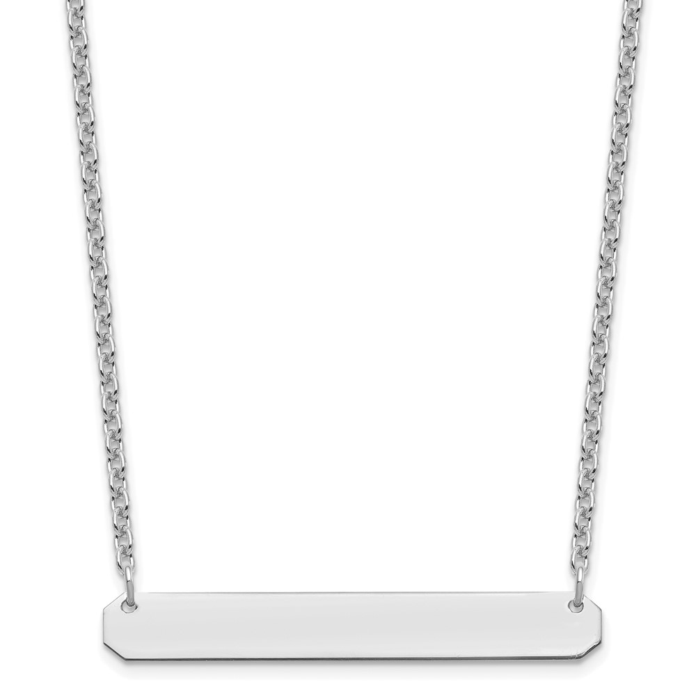 SS/Rhodium-plated Medium Polished Blank Bar Necklace