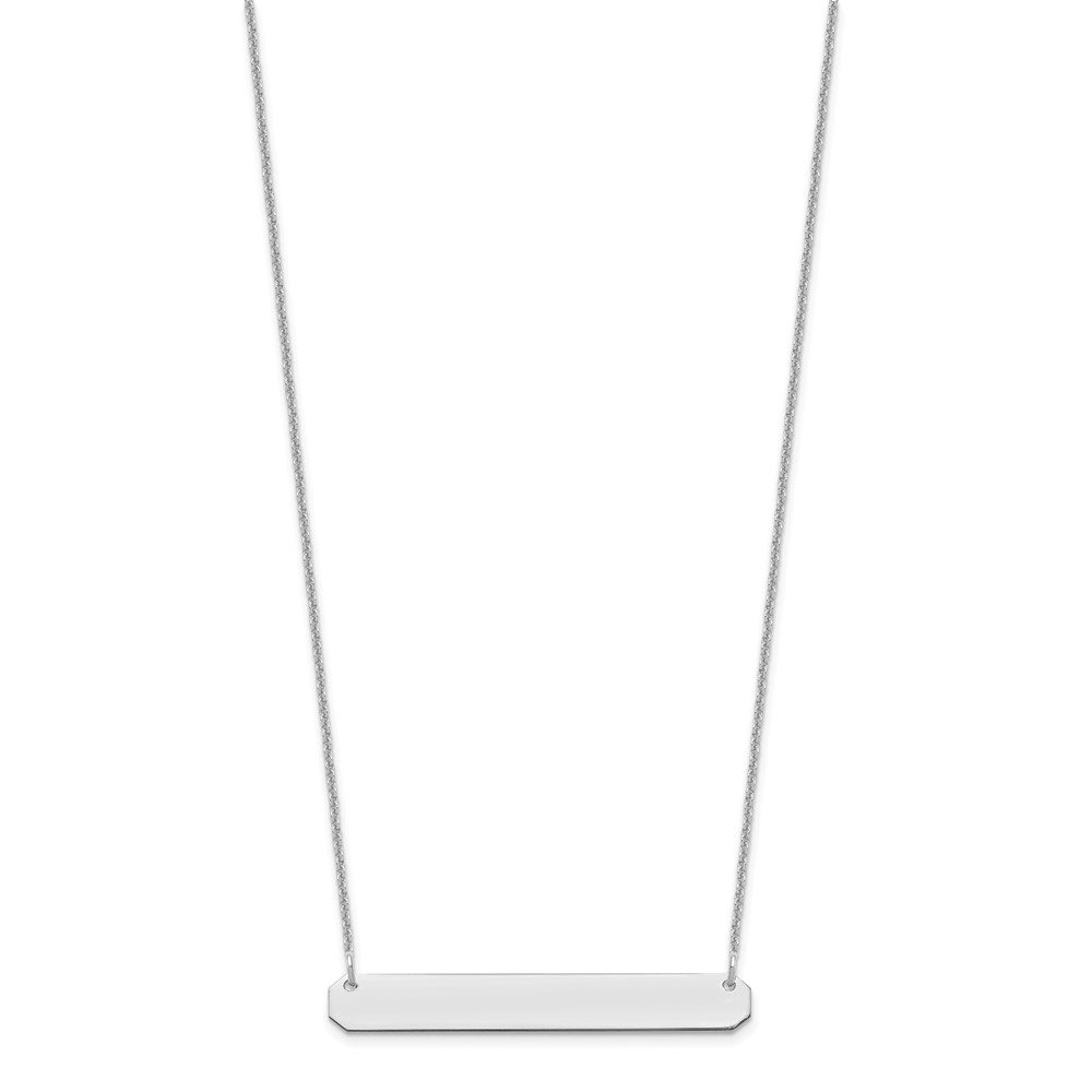 14k White Gold Medium Blank Bar Necklace (XNA1203W)