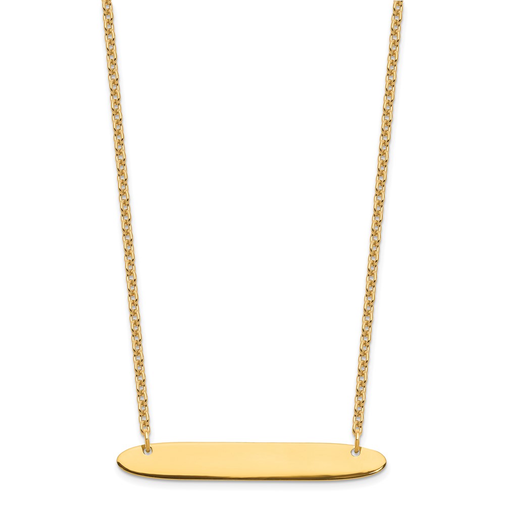 Sterling Silver/Gold-plated Medium Oblong Blank Bar Necklace (XNA1204GP)