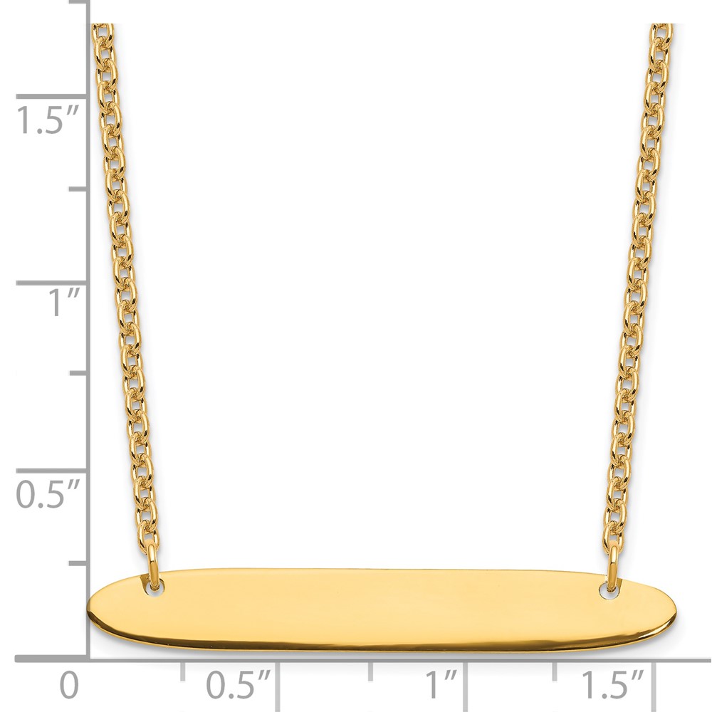 Sterling Silver/Gold-plated Medium Oblong Blank Bar Necklace (XNA1204GP)