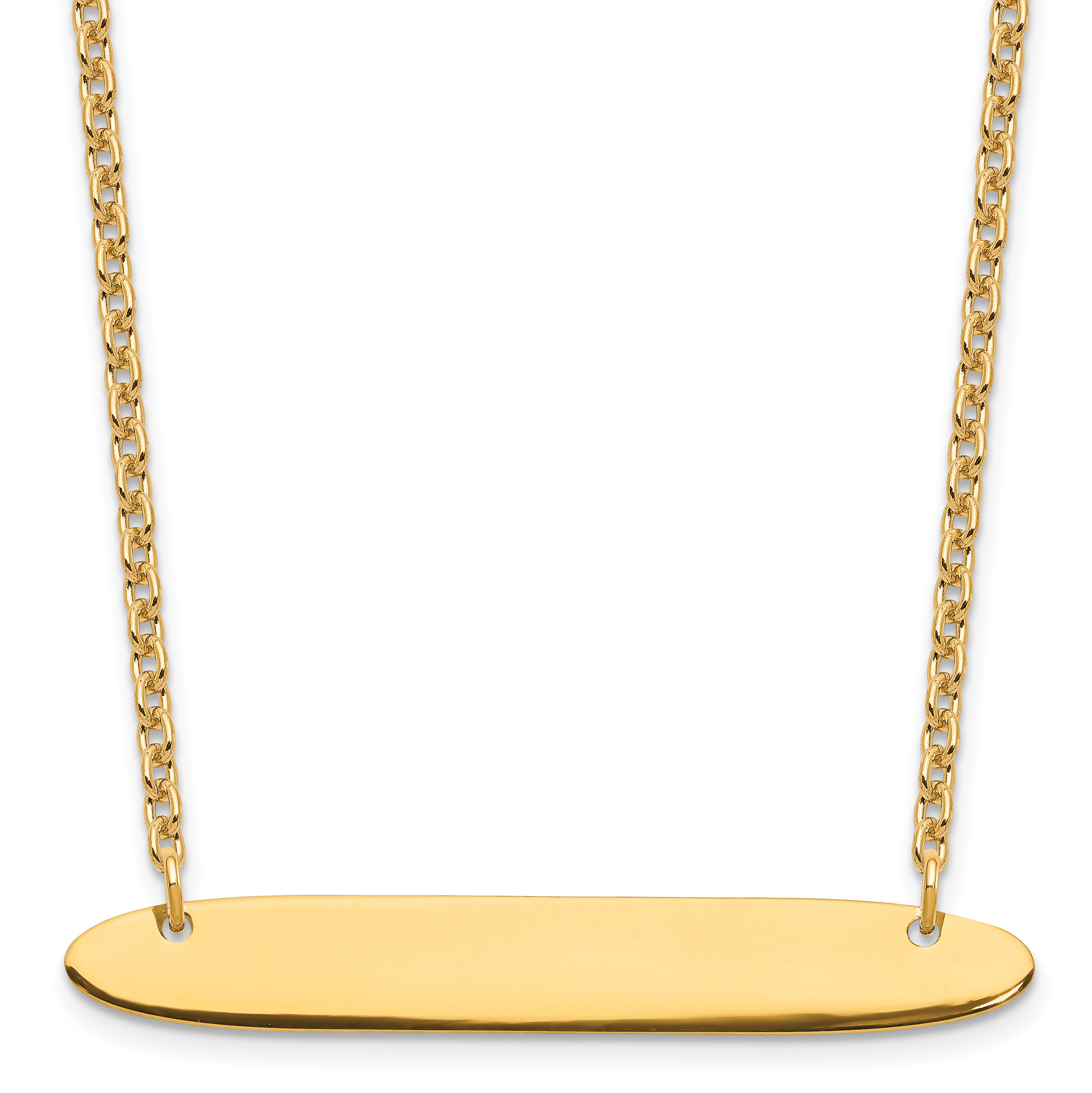 Sterling Silver/Gold-plated Medium Oblong Blank Bar Necklace (XNA1204GP)