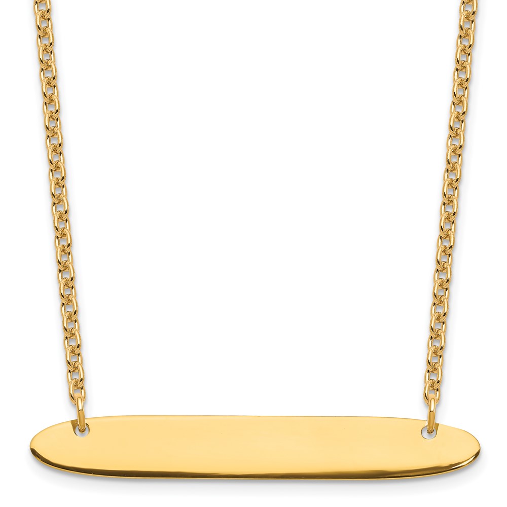 Sterling Silver/Gold-plated Medium Oblong Blank Bar Necklace (XNA1204GP)