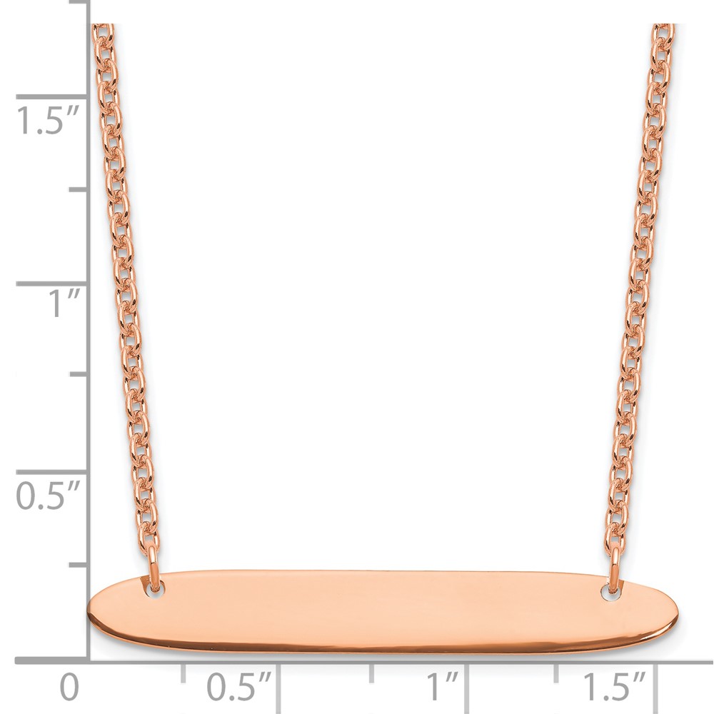 Sterling Silver/Rose-plated Medium Oblong Blank Bar Necklace (XNA1204RP)